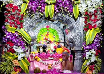 दख्खनचा राजा श्री . जोतिबा देवाच्या नवरात्रोत्सवास धार्मिक उत्साहात प्रारंभ….. .पहिल्या माळेला जोतिबा देवाची नागवल्ली पानातील महापुजा बांधुन धुपारती सोहळ्याने घट बसविण्यात आले .